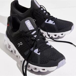 On Running Black and White Cloudrun Athletic Shoes